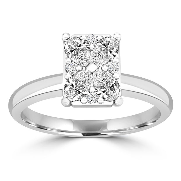 0.35ct GH I1 Mosiac Ring in 18K White Gold