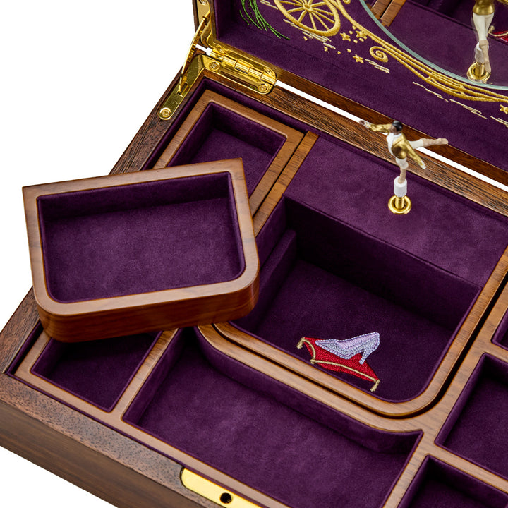 Ballet Musical Jewellery Box - Cinderella Walnut Wood