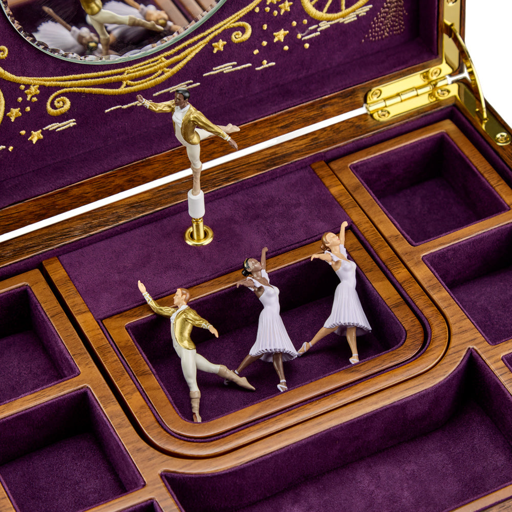 Ballet Musical Jewellery Box - Cinderella Walnut Wood