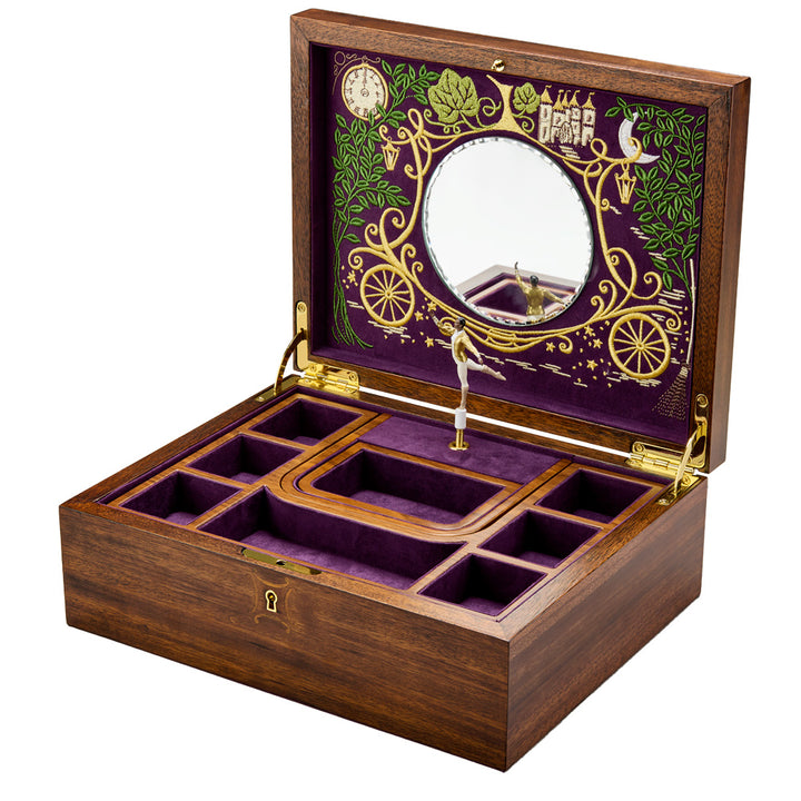 Ballet Musical Jewellery Box - Cinderella Walnut Wood