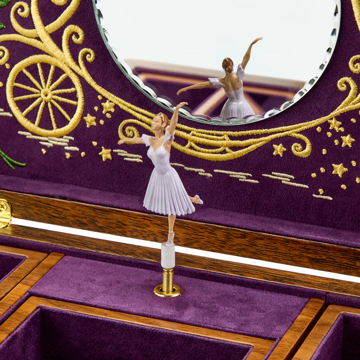 Ballet Musical Jewellery Box - Cinderella Walnut Wood