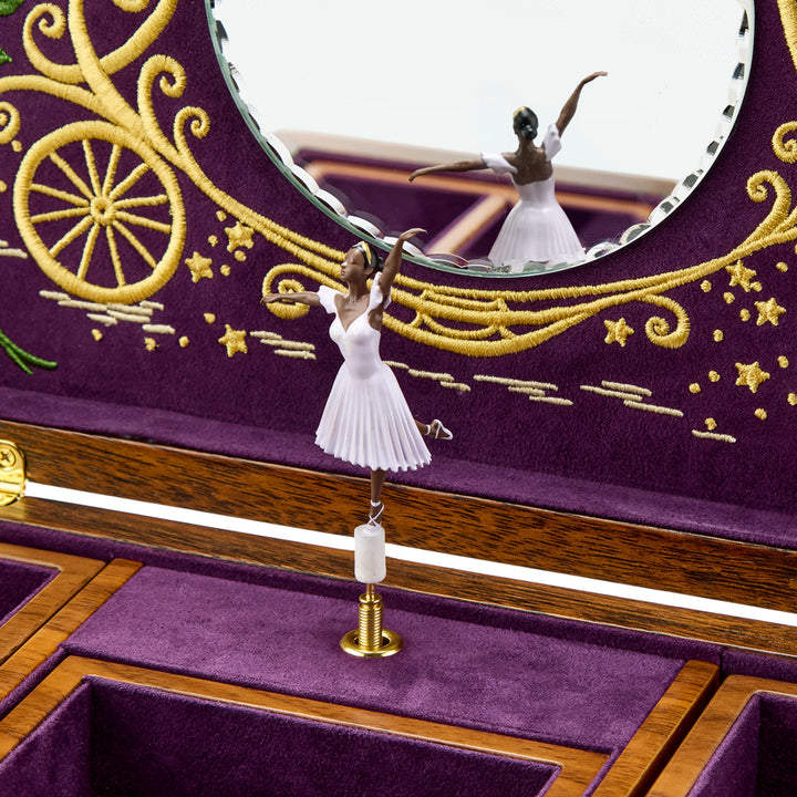 Ballet Musical Jewellery Box - Cinderella Walnut Wood