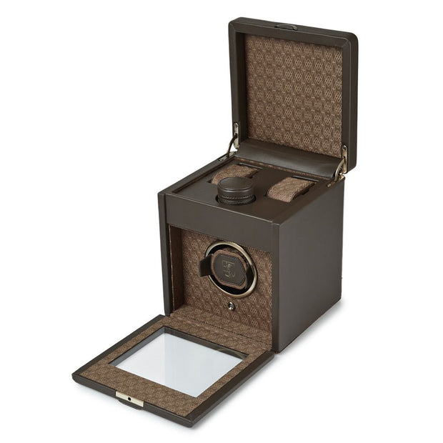 Earth Single Watch Winder With Storage Coffee