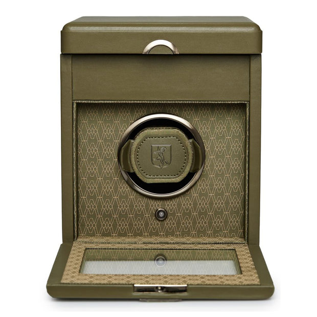 Earth Single Watch Winder With Storage Olive