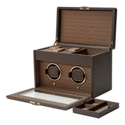 Earth Double Watch Winder With Storage Coffee