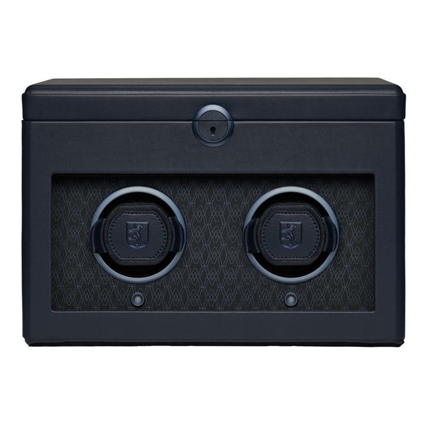 Earth Double Watch Winder With Storage Blue