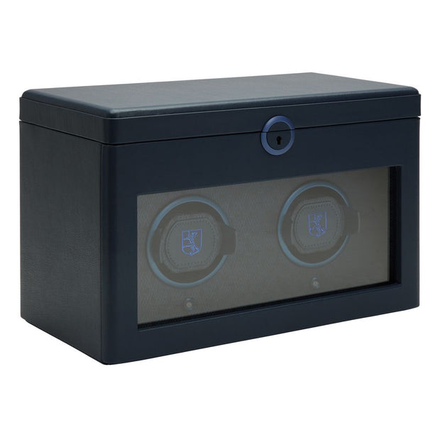 Earth Double Watch Winder With Storage Blue