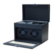 Earth Double Watch Winder With Storage Blue