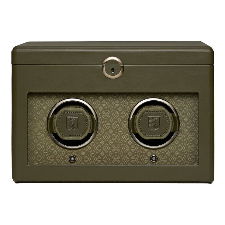 Earth Double Watch Winder With Storage Olive