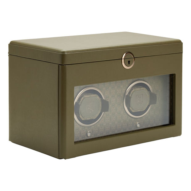 Earth Double Watch Winder With Storage Olive