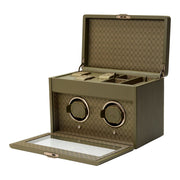 Earth Double Watch Winder With Storage Olive