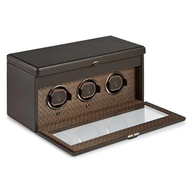 Earth Triple Watch Winder With Storage Coffee