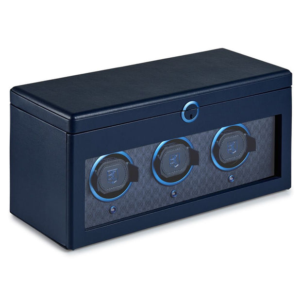 Earth Triple Watch Winder With Storage Blue