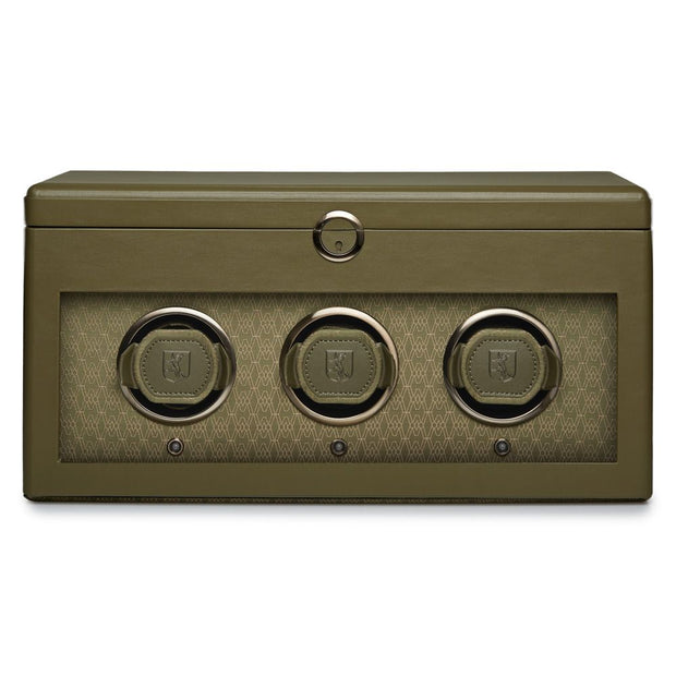 Earth Triple Watch Winder With Storage Olive