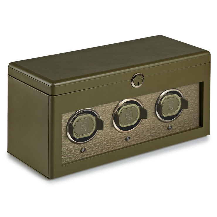 Earth Triple Watch Winder With Storage Olive