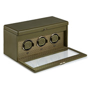 Earth Triple Watch Winder With Storage Olive