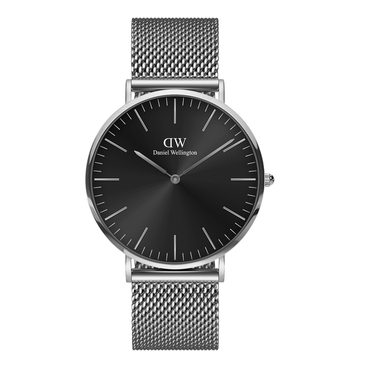 Daniel Wellington Classic 40 Sterling Silver & Onyx Watch