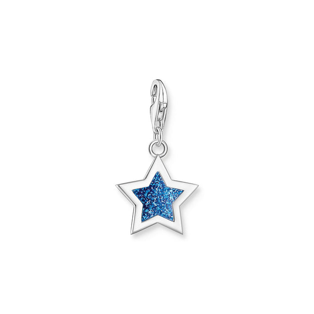 THOMAS SABO Silver Star Charm With Dark Blue Glitter