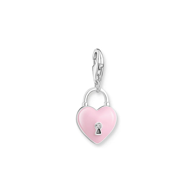 THOMAS SABO Pink Heart Padlock Charm Pendant Silver
