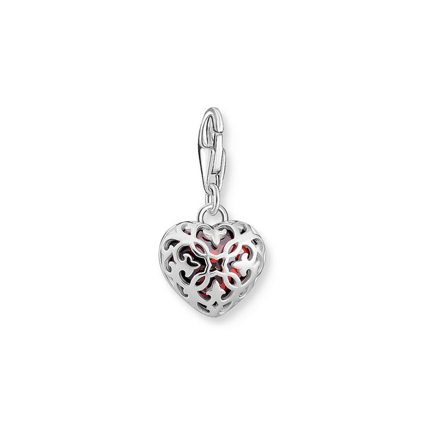 THOMAS SABO Charm Pendant with Red Stone in Heart-Shape