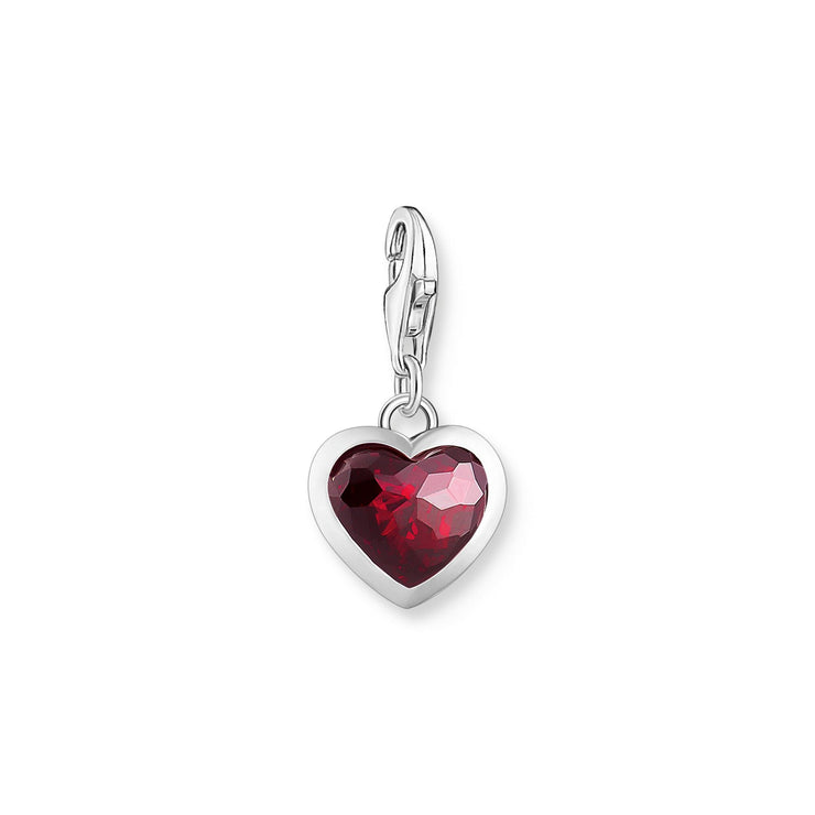 THOMAS SABO Charm Pendant with Red Stone in Heart-Shape