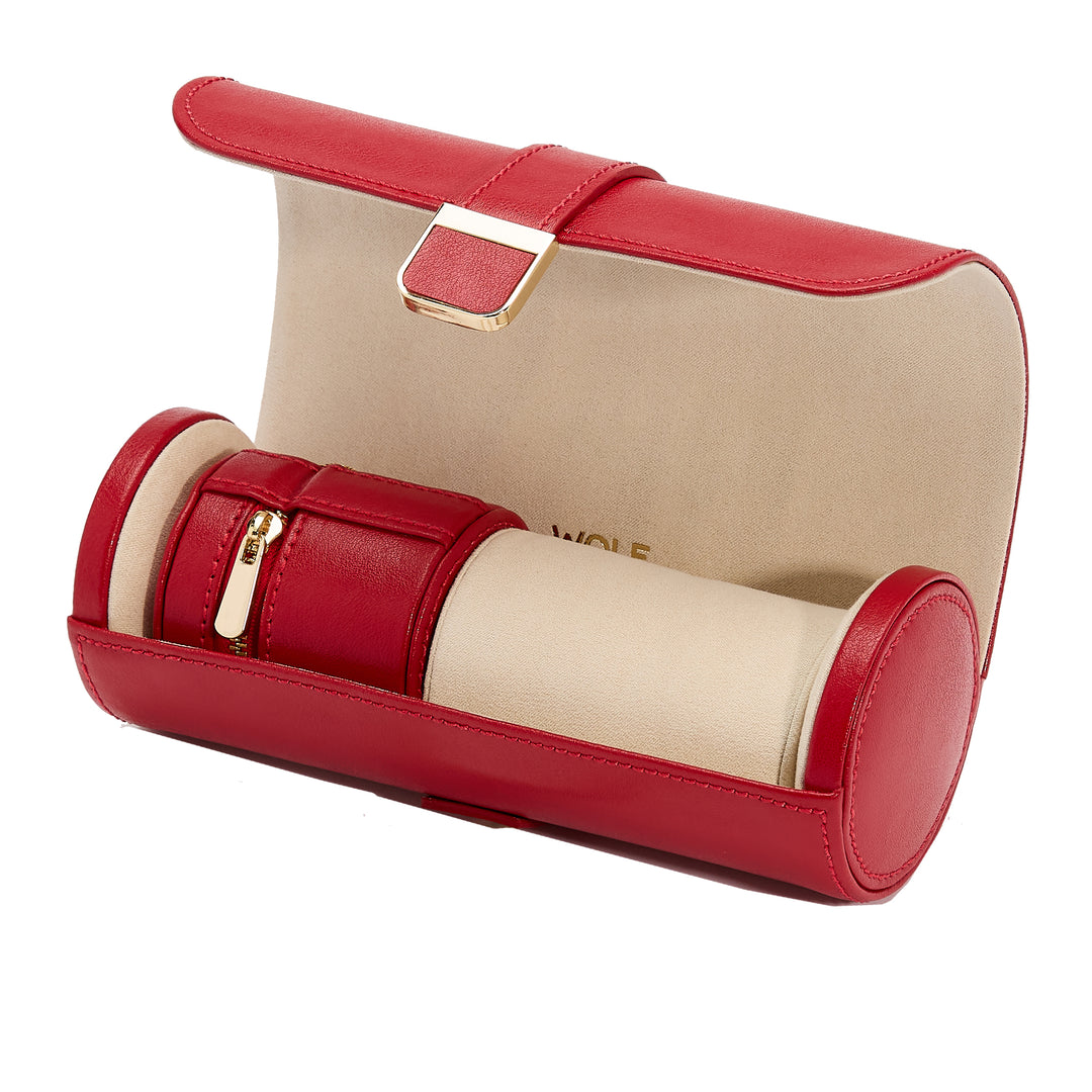 Wolf Palermo Double Watch Roll with Jewellery Pouch Red - image 4