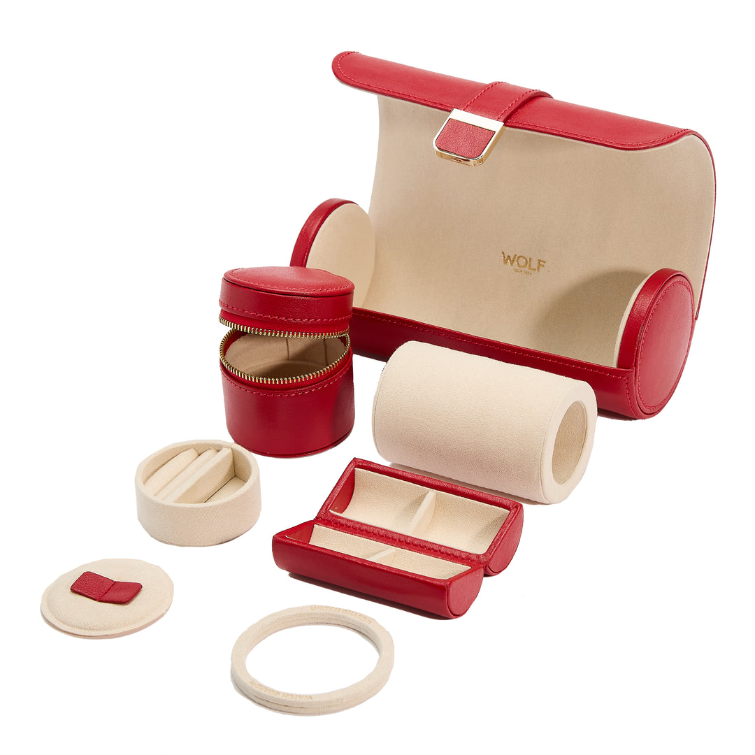 Wolf Palermo Double Watch Roll with Jewellery Pouch Red - image 6