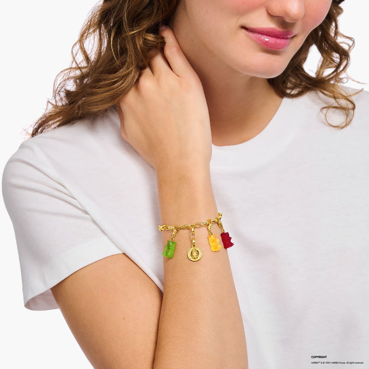 THOMAS SABO x HARIBO: Gold-plated Charm Apple Green Goldbear Pendant