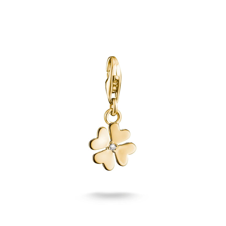 THOMAS SABO Gold-Plated Four-Leaf Clover Charm with Zirconia Centre Stone