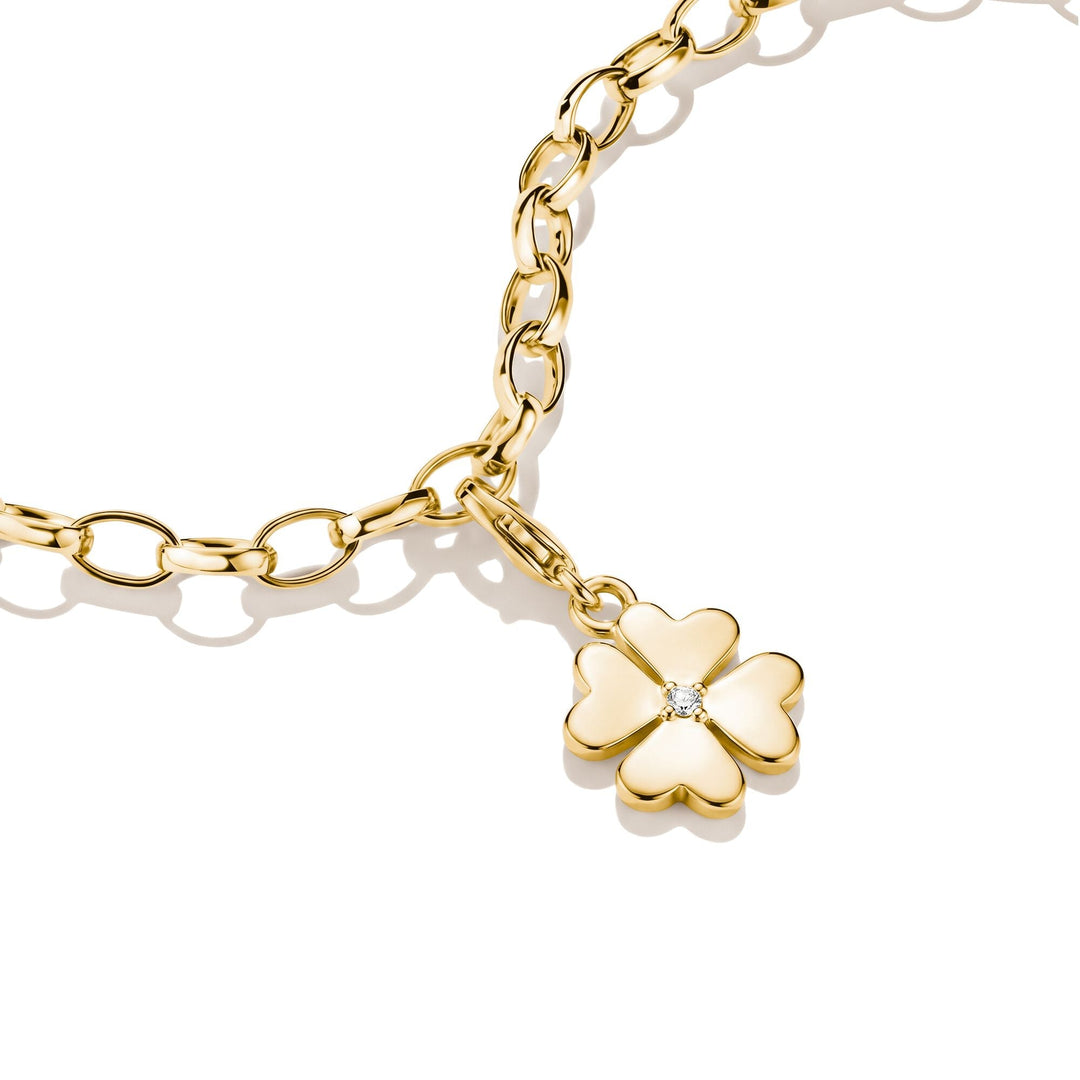 THOMAS SABO Gold-Plated Four-Leaf Clover Charm with Zirconia Centre Stone