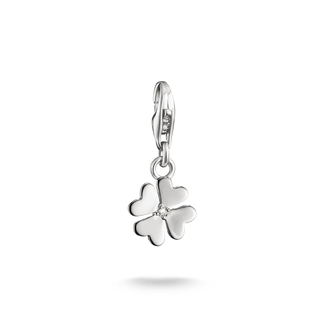THOMAS SABO Silver-Plated Four-Leaf Clover Charm with Zirconia Centre Stone