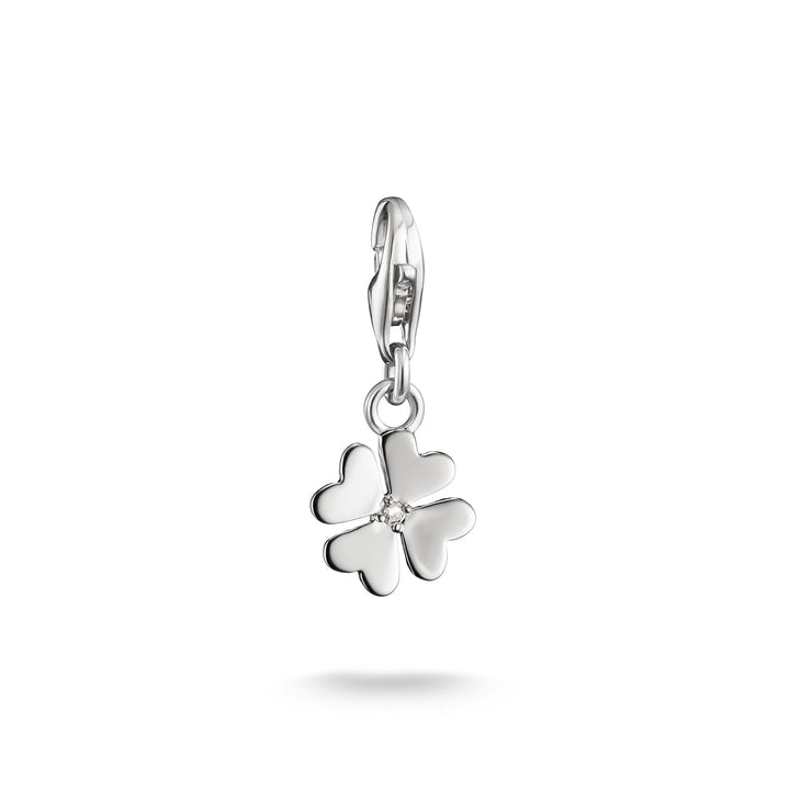 THOMAS SABO Silver-Plated Four-Leaf Clover Charm with Zirconia Centre Stone