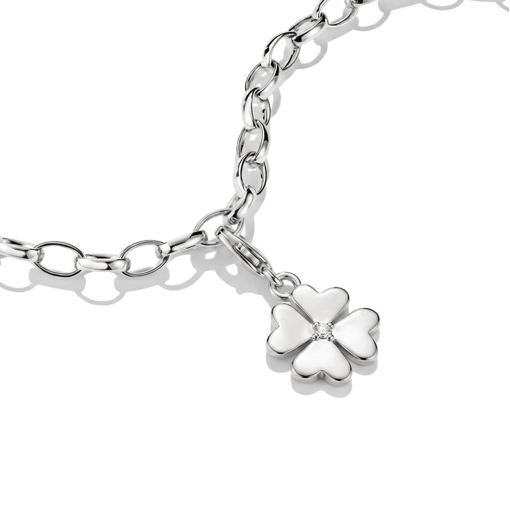 THOMAS SABO Silver-Plated Four-Leaf Clover Charm with Zirconia Centre Stone