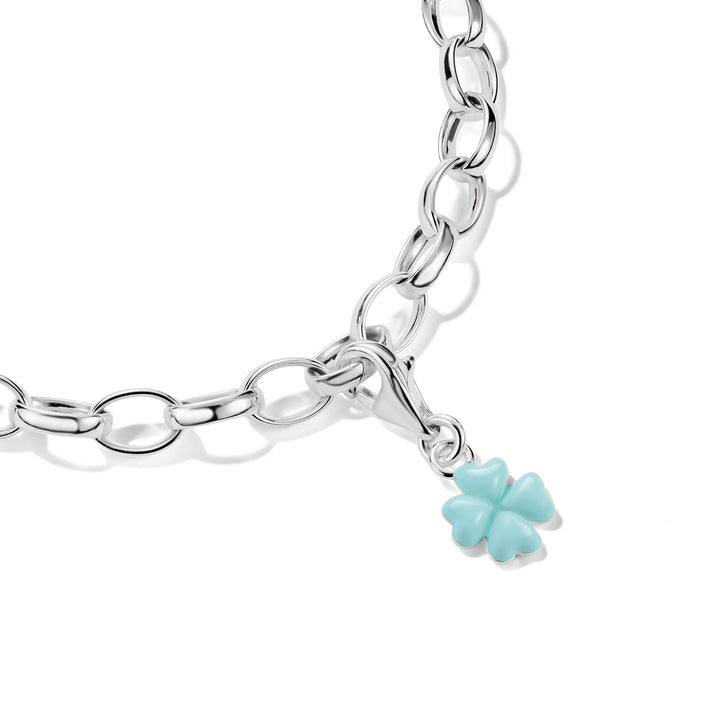 THOMAS SABO Silver-Plated Four-Leaf Clover Charm with Green Enamel