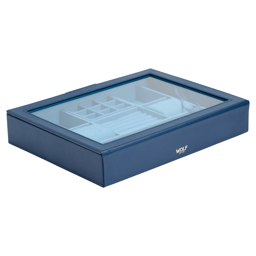 Wolf Sophia Jewellery Box with Window Indigo