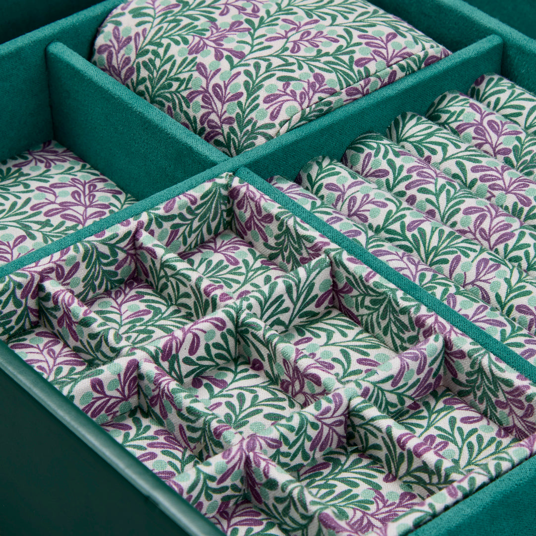 WOLF Sophia Jewellery Box with Window Forest Green Fruit Botanical