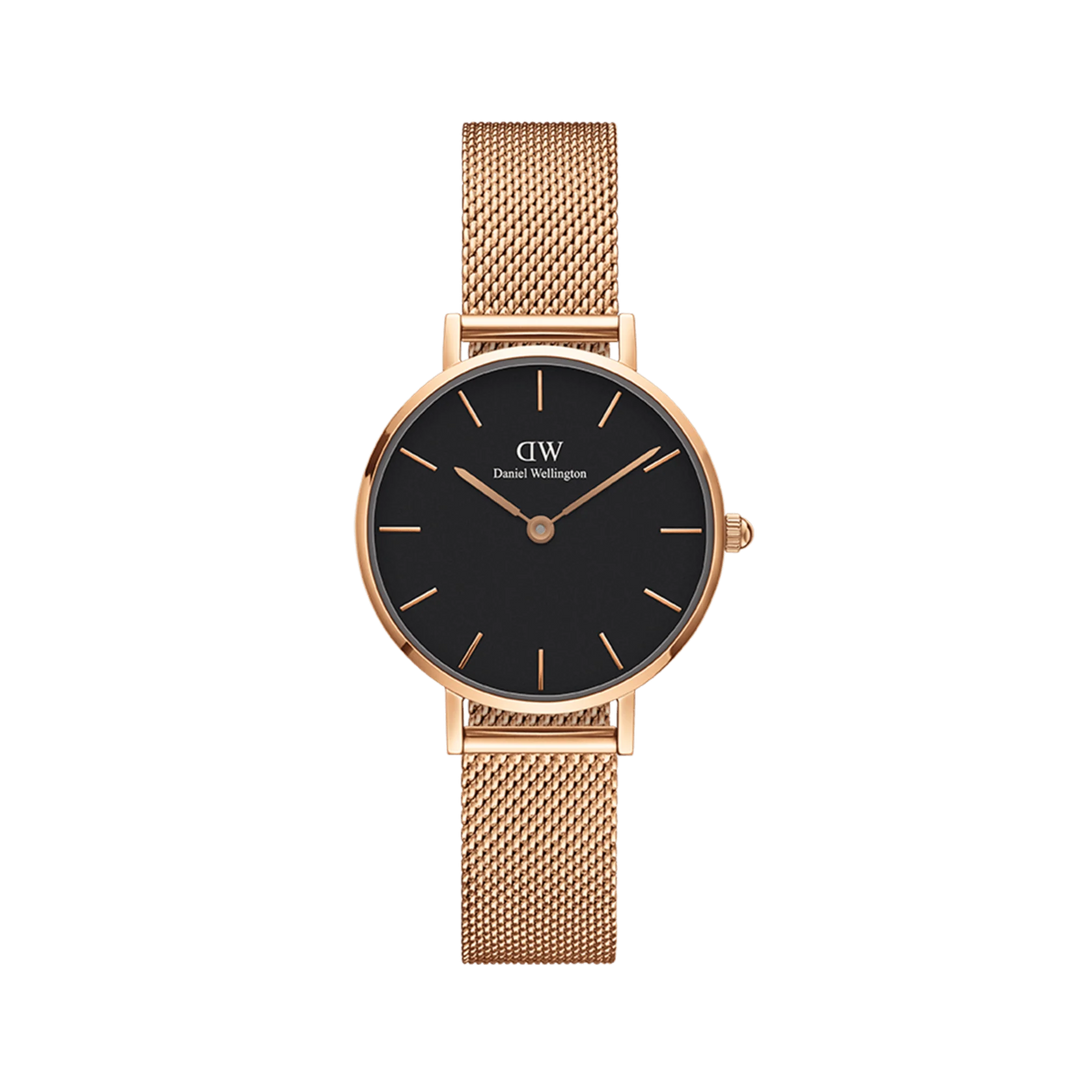 Petite 28 Melrose Rose Gold & Black Watch