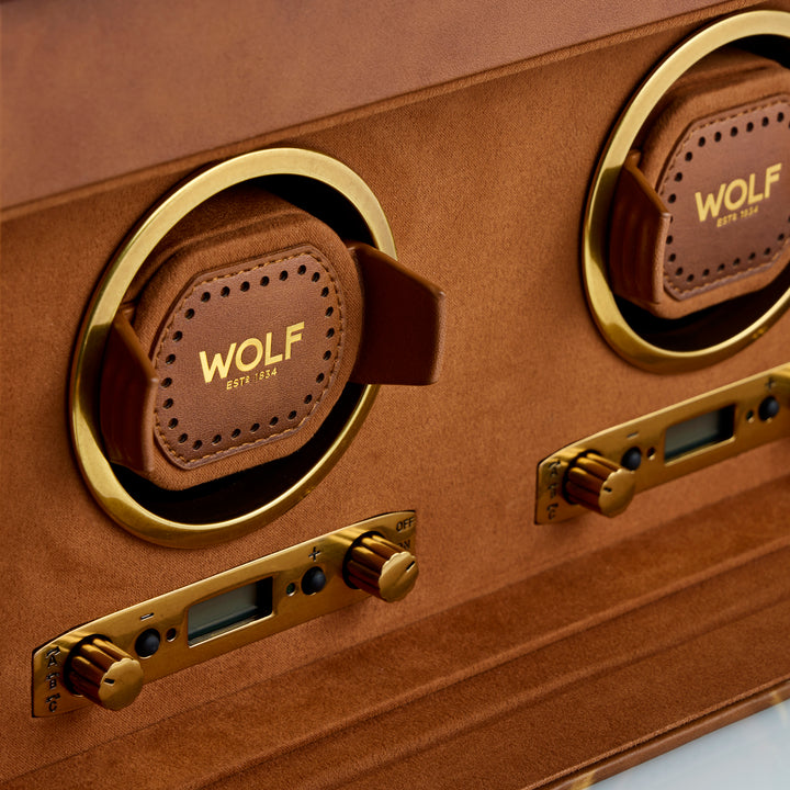 WOLF Brogue Double Watch Winder With Storage