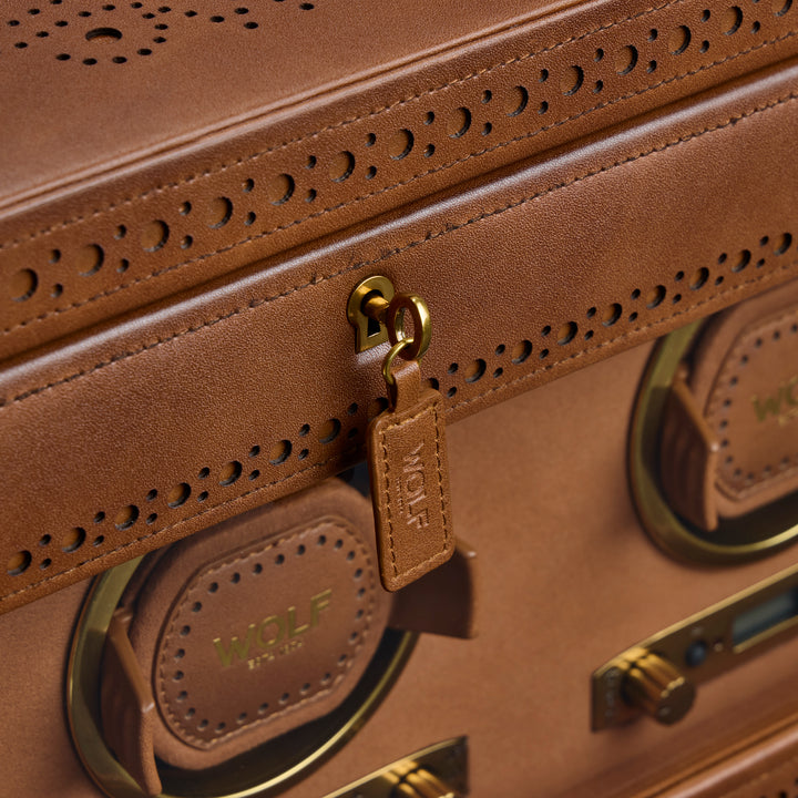 WOLF Brogue Double Watch Winder With Storage