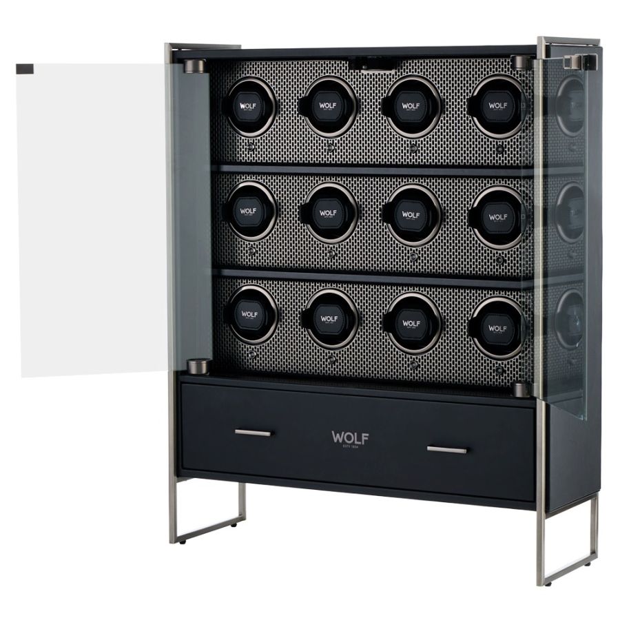 WOLF Axis 12 Piece Watch Winder Cabinet Powder Coat