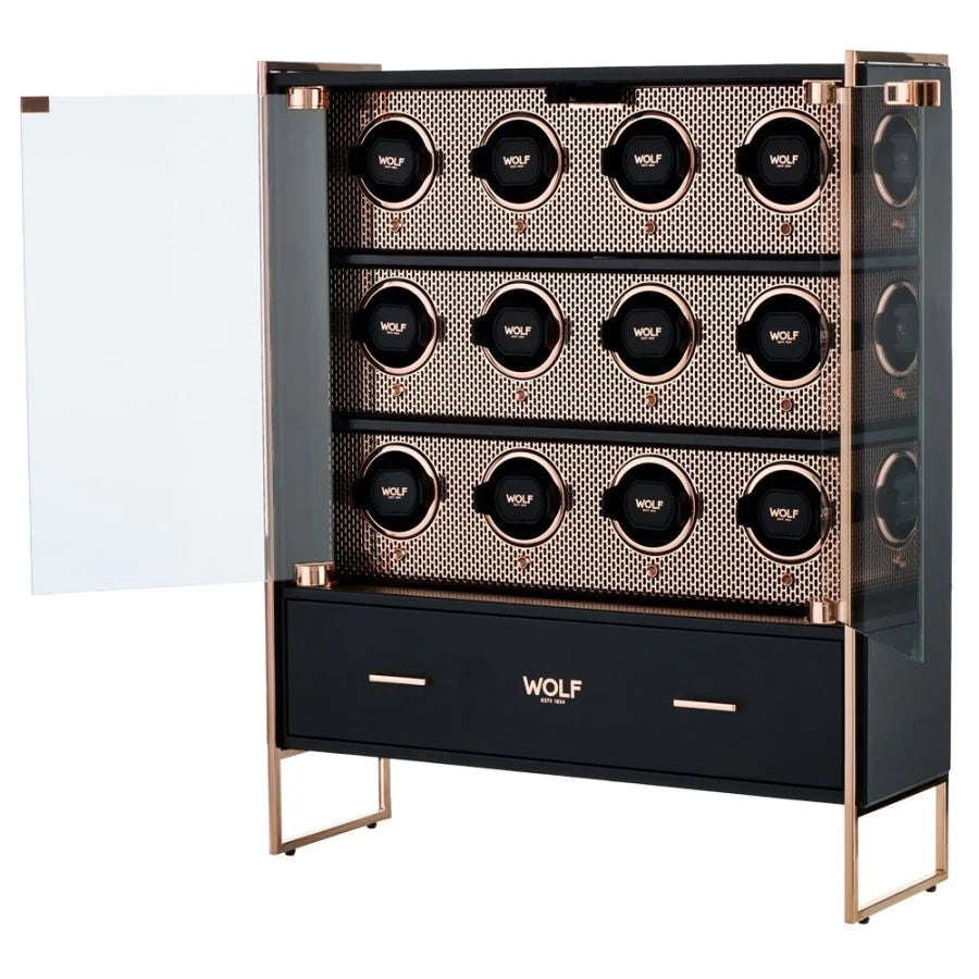 WOLF Axis 12 Piece Watch Winder Cabinet Copper
