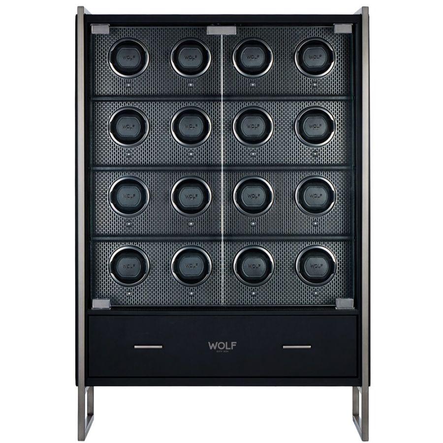 WOLF Axis 16 Piece Watch Winder Cabinet Powder Coat