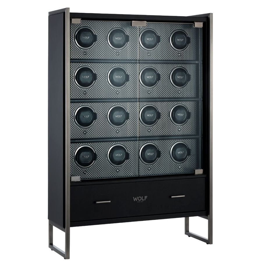WOLF Axis 16 Piece Watch Winder Cabinet Powder Coat