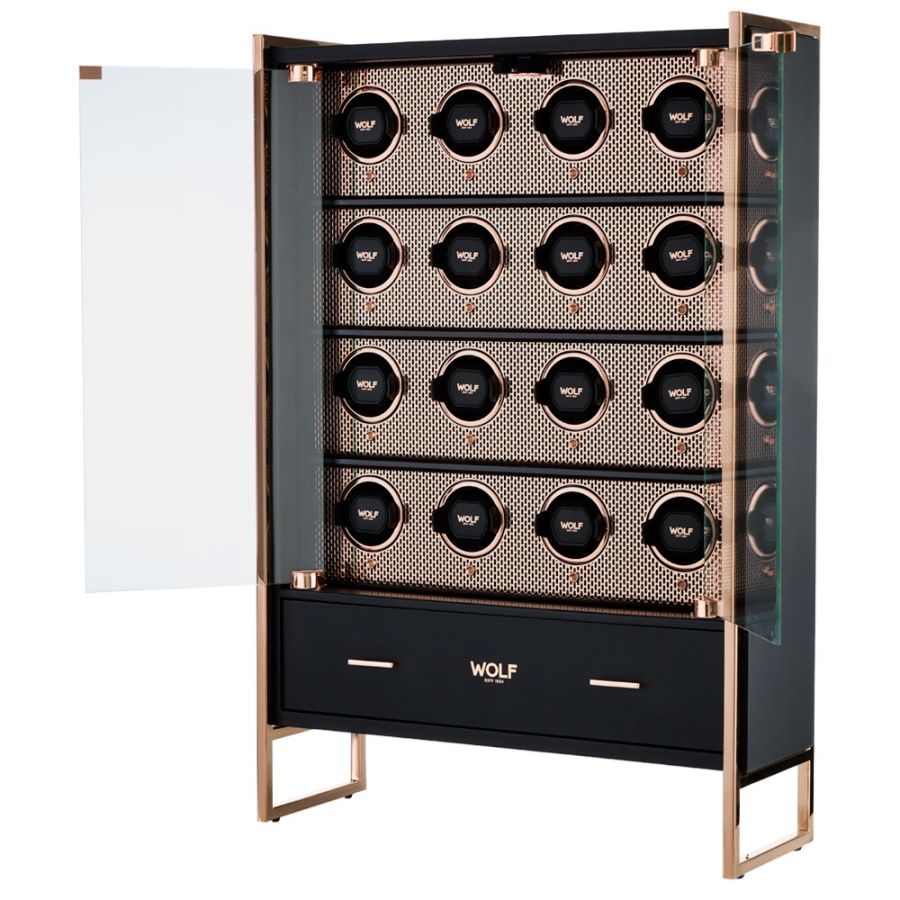 WOLF Axis 16 Piece Watch Winder Cabinet Copper