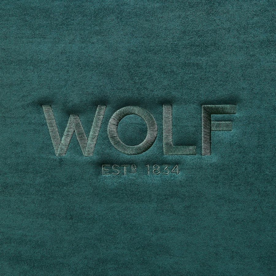 WOLF Athos 16 Piece Watch Winder and Jewellery Safe Green