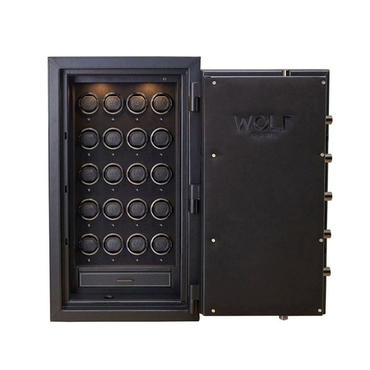WOLF Athos 20 Piece Watch Winder and Jewellery Safe Black