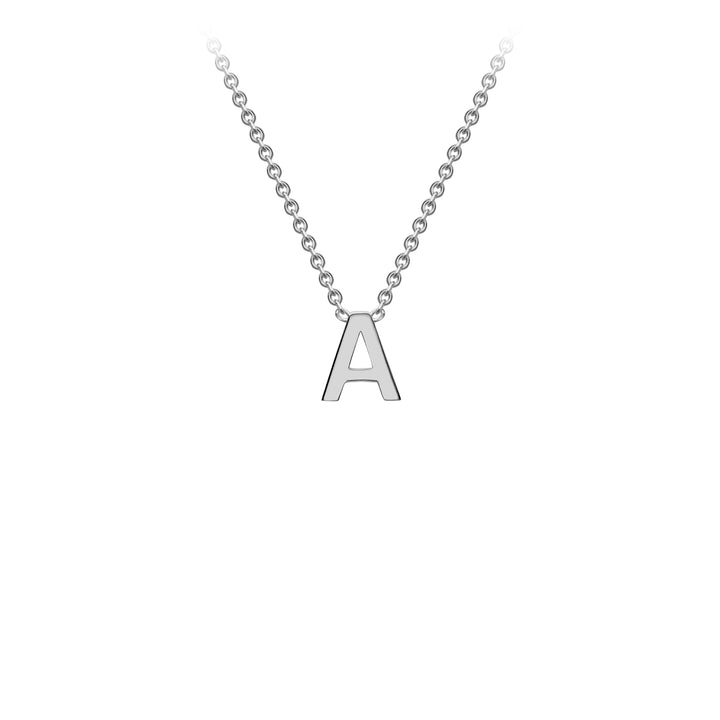9K White Gold 'A' Initial Adjustable Letter Necklace 38/43cm