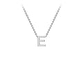 9K White Gold 'E' Initial Adjustable Letter Necklace 38/43cm