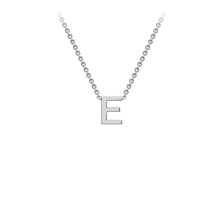 9K White Gold 'E' Initial Adjustable Letter Necklace 38/43cm