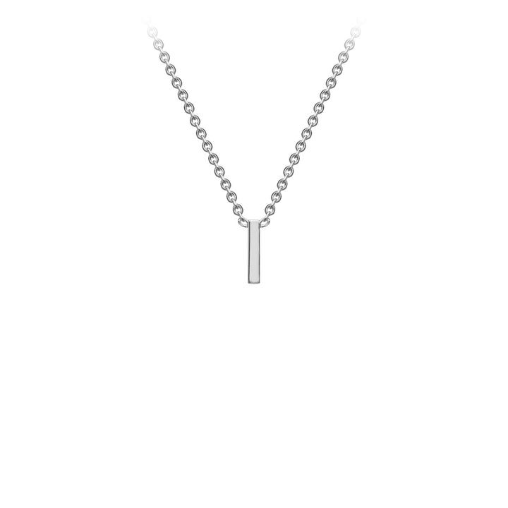 9K White Gold 'I' Initial Adjustable Letter Necklace 38/43cm